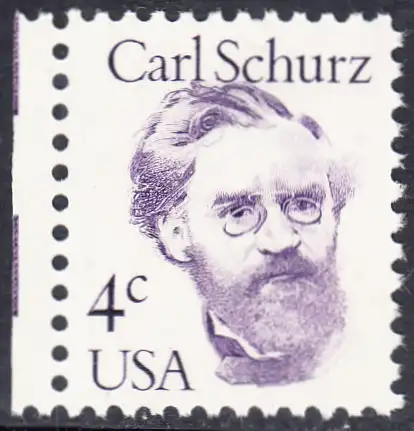 USA Michel 1632 / Scott 1847 postfrisch EINZELMARKE RAND links - Amerikanische Persönlichkeiten: Carl Schurz (1829-1906), Politiker