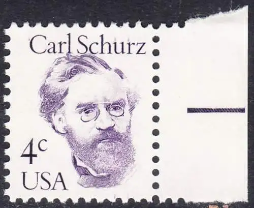USA Michel 1632 / Scott 1847 postfrisch EINZELMARKE RAND rechts (a1) - Amerikanische Persönlichkeiten: Carl Schurz (1829-1906), Politiker