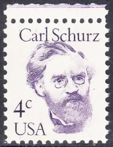 USA Michel 1632 / Scott 1847 postfrisch EINZELMARKE RAND oben (a1) - Amerikanische Persönlichkeiten: Carl Schurz (1829-1906), Politiker