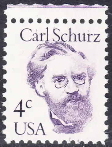 USA Michel 1632 / Scott 1847 postfrisch EINZELMARKE RAND oben (a2) - Amerikanische Persönlichkeiten: Carl Schurz (1829-1906), Politiker