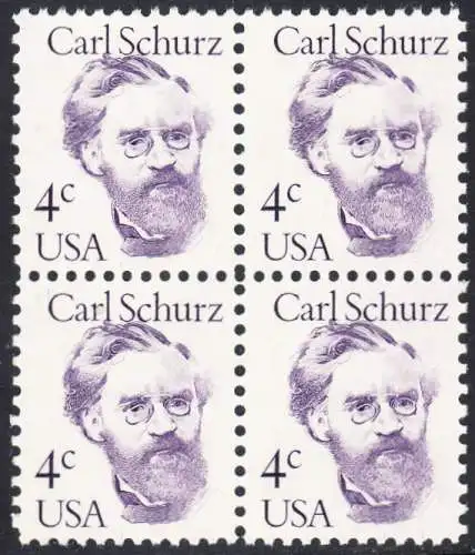 USA Michel 1632 / Scott 1847 postfrisch BLOCK (a1) - Amerikanische Persönlichkeiten: Carl Schurz (1829-1906), Politiker