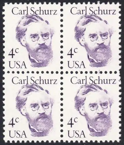 USA Michel 1632 / Scott 1847 postfrisch BLOCK (a2) - Amerikanische Persönlichkeiten: Carl Schurz (1829-1906), Politiker