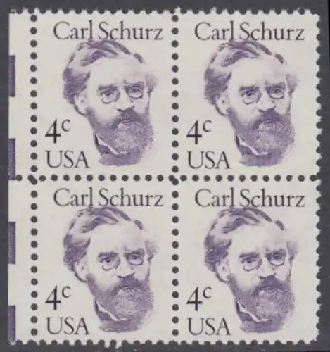 USA Michel 1632 / Scott 1847 postfrisch BLOCK RÄNDER links (a2) - Amerikanische Persönlichkeiten: Carl Schurz (1829-1906), Politiker