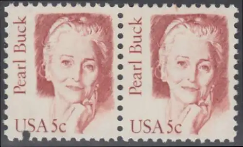 USA Michel 1640 / Scott 1848 postfrisch horiz.PAAR (a2) - Amerikanische Persönlichkeiten: Pearl Buck, eigentl. Pearl Walsh (1892-1973), Schriftstellerin, Nobelpreis 1938