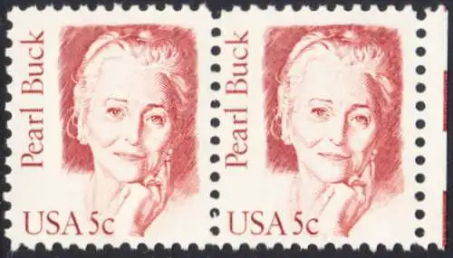 USA Michel 1640 / Scott 1848 postfrisch horiz.PAAR RAND rechts - Amerikanische Persönlichkeiten: Pearl Buck, eigentl. Pearl Walsh (1892-1973), Schriftstellerin, Nobelpreis 1938