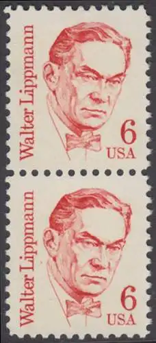 USA Michel 1766 / Scott 1849 postfrisch vert.PAAR (a2) - Amerikanische Persönlichkeiten: Walter Lippmann (1889-1974), Journalist