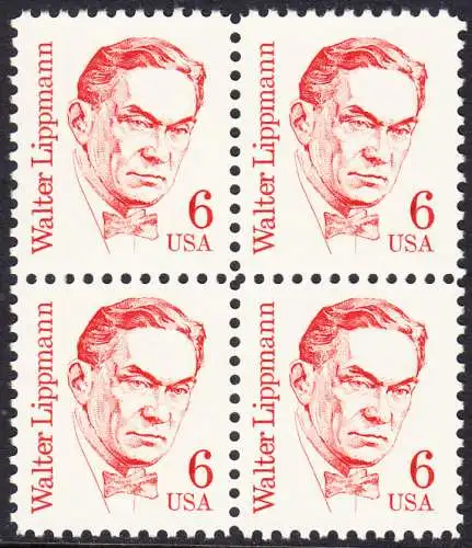 USA Michel 1766 / Scott 1849 postfrisch BLOCK - Amerikanische Persönlichkeiten: Walter Lippmann (1889-1974), Journalist