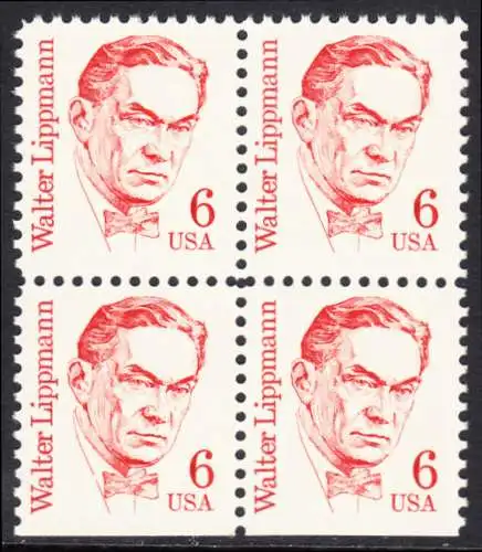 USA Michel 1766 / Scott 1849 postfrisch BLOCK (unten ungezähnt) - Amerikanische Persönlichkeiten: Walter Lippmann (1889-1974), Journalist