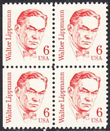 USA Michel 1766 / Scott 1849 postfrisch BLOCK (links ungezähnt) - Amerikanische Persönlichkeiten: Walter Lippmann (1889-1974), Journalist