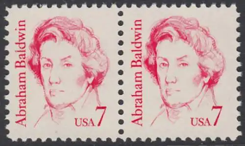 USA Michel 1721 / Scott 1850 postfrisch horiz.PAAR (a2) - Amerikanische Persönlichkeiten: Abraham Baldwin, Politiker