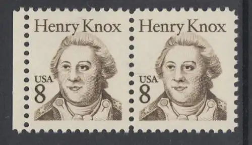 USA Michel 1760 / Scott 1851 postfrisch horiz.PAAR RAND links (a2) - Amerikanische Persönlichkeiten: General Henry Knox (1750-1806), Kriegsminister