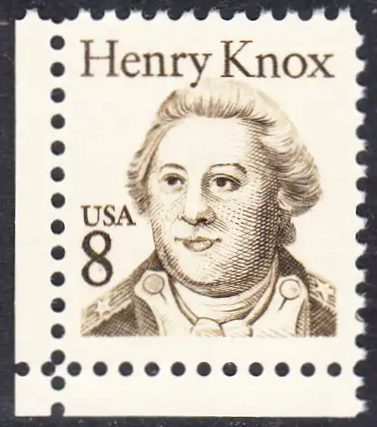 USA Michel 1760 / Scott 1851 postfrisch EINZELMARKE ECKRAND unten links - Amerikanische Persönlichkeiten: General Henry Knox (1750-1806), Kriegsminister