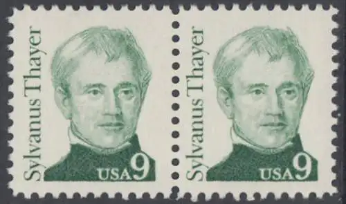 USA Michel 1754 / Scott 1852 postfrisch horiz.PAAR (a2) - Amerikanische Persönlichkeiten: Sylvanus Thayer (1785-1872), Erziehungsreformer
