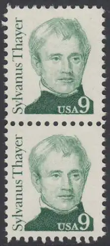 USA Michel 1754 / Scott 1852 postfrisch vert.PAAR (a2) - Amerikanische Persönlichkeiten: Sylvanus Thayer (1785-1872), Erziehungsreformer