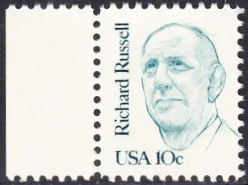 USA Michel 1698 / Scott 1853 postfrisch EINZELMARKE RAND links - Amerikanische Persönlichkeiten: Richard B. Russell (1897-1971), Senator