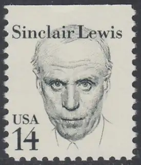 USA Michel 1731 / Scott 1856 postfrisch EINZELMARKE (oben ungezähnt / a2) - Amerikanische Persönlichkeiten: Sinclair Lewis (1885-1951), Schriftsteller, Nobelpreis 1930