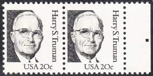 USA Michel 1676 / Scott 1862 postfrisch horiz.PAAR RAND rechts (a2) - Amerikanische Persönlichkeiten: Harry S. Truman (1884-1972), 33. Präsident der USA