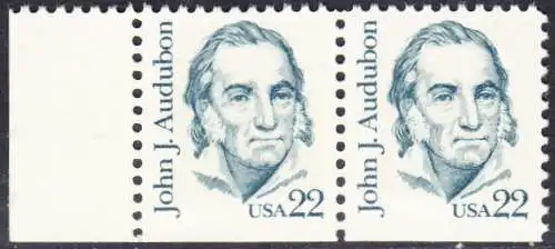 USA Michel 1749 / Scott 1863 postfrisch horiz.PAAR RAND links - Amerikanische Persönlichkeiten: John James Audubon (1785-1851), Zeichner