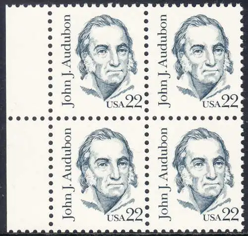 USA Michel 1749 / Scott 1863 postfrisch BLOCK RÄNDER links - Amerikanische Persönlichkeiten: John James Audubon (1785-1851), Zeichner