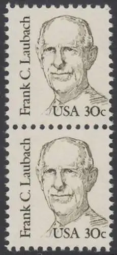 USA Michel 1707 / Scott 1864 postfrisch vert.PAAR (a2) - Amerikanische Persönlichkeiten: Frank C. Laubach (1884-1970), Missionar und Philologe
