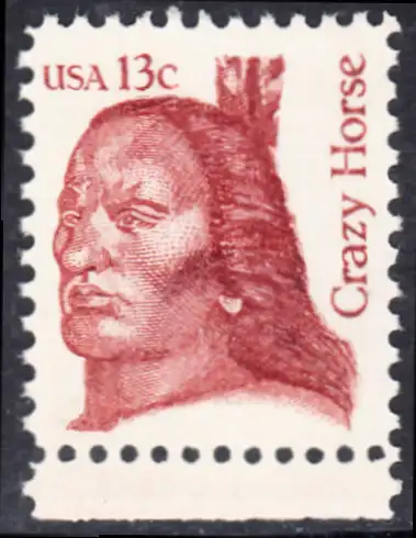 USA Michel 1525 / Scott 1855 postfrisch EINZELMARKE RAND unten - Amerikanische Persönlichkeiten: Crazy Horse (ca. 1840-1877), Häuptling der Oglala Sioux