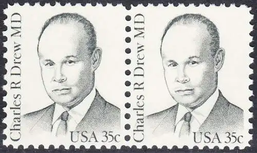 USA Michel 1490 / Scott 1865 postfrisch horiz.PAAR (a2) - Amerikanische Persönlichkeiten: Charles R. Drew (1904-1950), Arzt