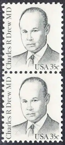 USA Michel 1490 / Scott 1865 postfrisch vert.PAAR (a1) - Amerikanische Persönlichkeiten: Charles R. Drew (1904-1950), Arzt