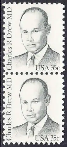 USA Michel 1490 / Scott 1865 postfrisch vert.PAAR (a2) - Amerikanische Persönlichkeiten: Charles R. Drew (1904-1950), Arzt