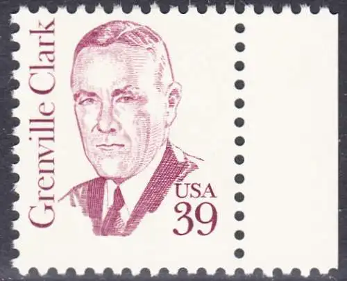 USA Michel 1730 / Scott 1867 postfrisch EINZELMARKE RAND rechts - Amerikanische Persönlichkeiten: Grenville Clark (1885-1967), Jurist