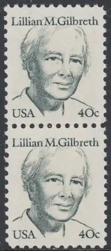 USA Michel 1682 / Scott 1868 postfrisch vert.PAAR (a2) - Amerikanische Persönlichkeiten: Lilian M. Gilbreth (1878-1972), Ingenieurin