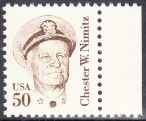 USA Michel 1728 / Scott 1869 postfrisch EINZELMARKE RAND rechts - Amerikanische Persönlichkeiten: Chester W. Nimitz (1885-1966), Admiral