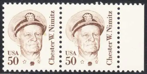 USA Michel 1728 / Scott 1869 postfrisch horiz.PAAR  RAND rechts - Amerikanische Persönlichkeiten: Chester W. Nimitz (1885-1966), Admiral