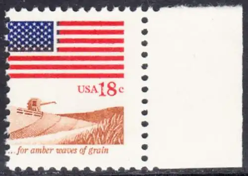 USA Michel 1464 / Scott 1890 postfrisch EINZELMARKE RAND rechts - Flagge, Weizenfeld