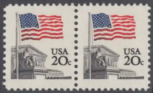 USA Michel 1522 / Scott 1894 postfrisch horiz.PAAR (a2) - Flagge, Gebäude des obersten Bundesgerichts