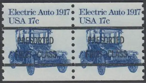 USA Michel 1492 / Scott 1906 postfrisch/precancelled hotiz.PAAR precancelled - Fahrzeuge: Elektroauto