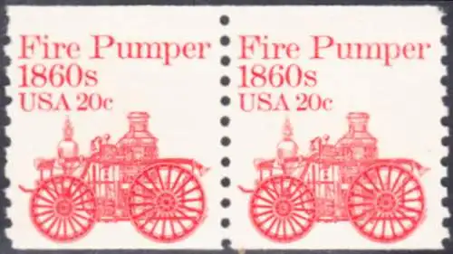 USA Michel 1516 / Scott 1908 postfrisch horiz.STRIP(3) - Fahrzeuge: Feuerlöschpumpe