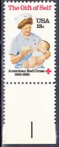 USA Michel 1467 / Scott 1910 postfrisch EINZELMARKE RAND unten (a1)- Amerikanisches Rotes Kreuz