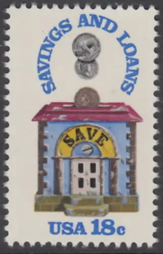 USA Michel 1469 / Scott 1911 postfrisch EINZELMARKE (a2) - 150 Jahre Sparkassen; Alte Sparbüchse