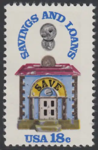 USA Michel 1469 / Scott 1911 postfrisch EINZELMARKE (a3) - 150 Jahre Sparkassen; Alte Sparbüchse