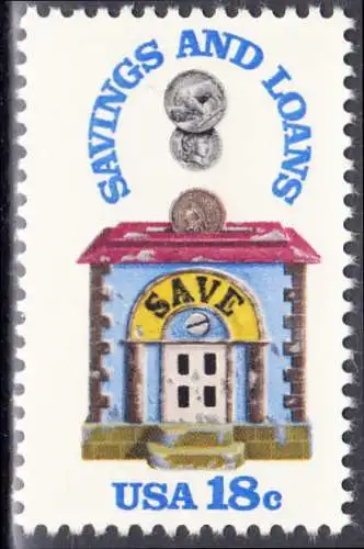 USA Michel 1469 / Scott 1911 postfrisch EINZELMARKE (a4) - 150 Jahre Sparkassen; Alte Sparbüchse