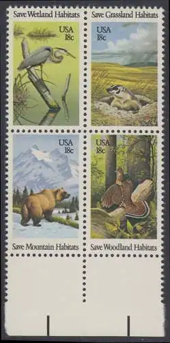 USA Michel 1493-1496 / Scott 1921-1924 postfrisch BLOCK RÄNDER unten - Naturschutz