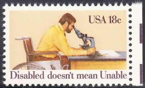 USA Michel 1497 / Scott 1925 postfrisch EINZELMARKE RAND rechts (a2) - Internationales Jahr der Behinderten