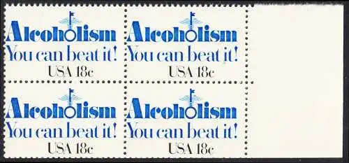 USA Michel 1499 / Scott 1927 postfrisch BLOCK RÄNDER rechts - Kampf gegen den Alkoholismus