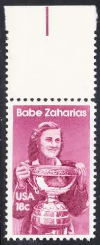 USA Michel 1504 / Scott 1932 postfrisch EINZELMARKE RAND oben (a2) - Sportler: Mildred D. -Babe- Zaharias (1911-1956), Basketball- und Golfspielerin