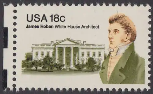 USA Michel 1509 / Scott 1935 postfrisch EINZELMARKE RAND links (a2) - James Hoban (1762-1831), Architekt des Weißen Hauses