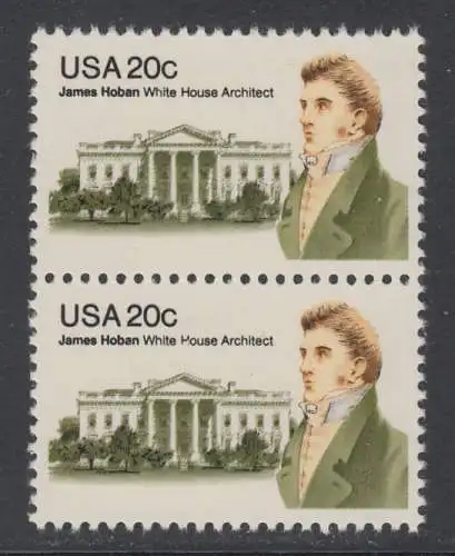 USA Michel 1510 / Scott 1936 postfrisch vert.PAAR (a2) - James Hoban (1762-1831), Architekt des Weißen Hauses