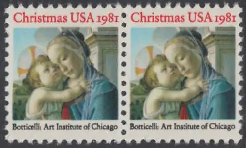 USA Michel 1513 / Scott 1939 postfrisch horiz.PAAR (a2) - Weihnachten: Madonna und Kind