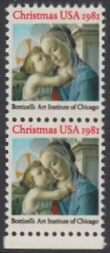 USA Michel 1513 / Scott 1939 postfrisch vert.PAAR RAND unten (a2) - Weihnachten: Madonna und Kind