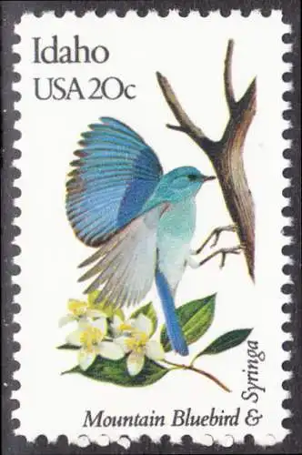 USA Michel 1543 / Scott 1964 postfrisch EINZELMARKE (a2) - Vögel und Blumen der 50 Bundesstaaten: Idaho: Berghüttensänger/Flieder