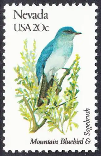 USA Michel 1559 / Scott 1980 postfrisch EINZELMARKE (a2) - Vögel und Blumen der 50 Bundesstaaten: Nevada: Berghüttensänger/Amerikanischer Beifuß